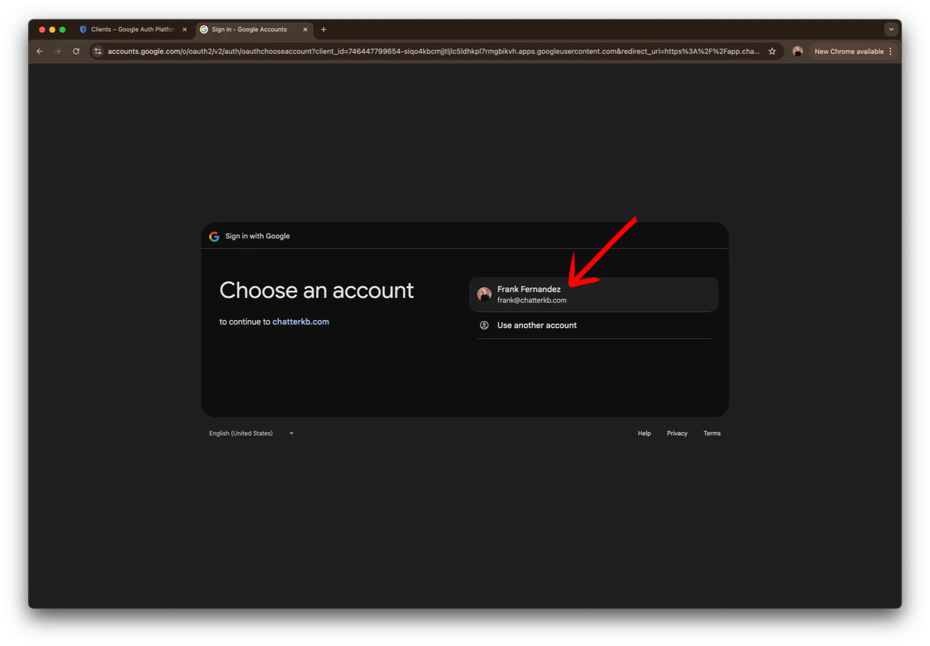 Google - Choose an Account