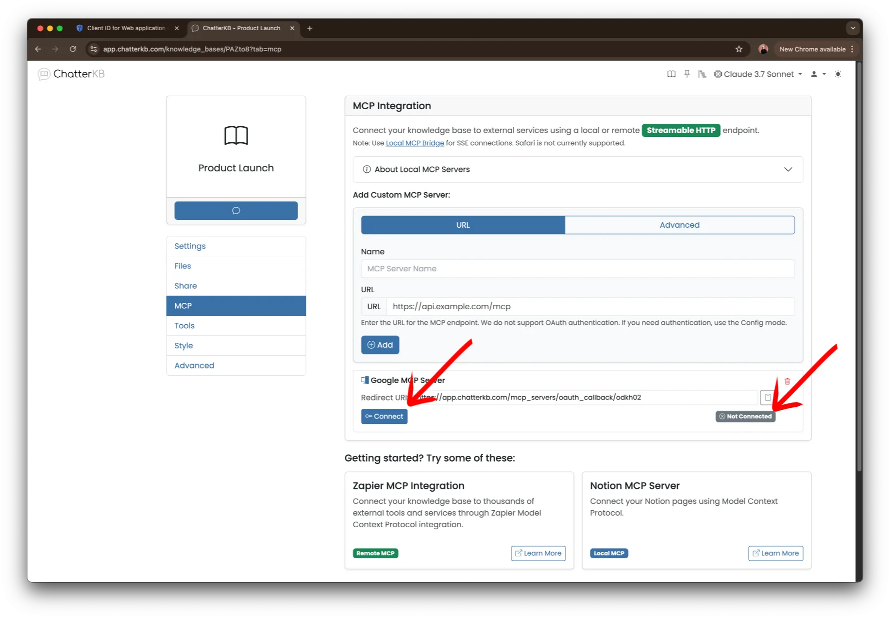 Connect to MCP