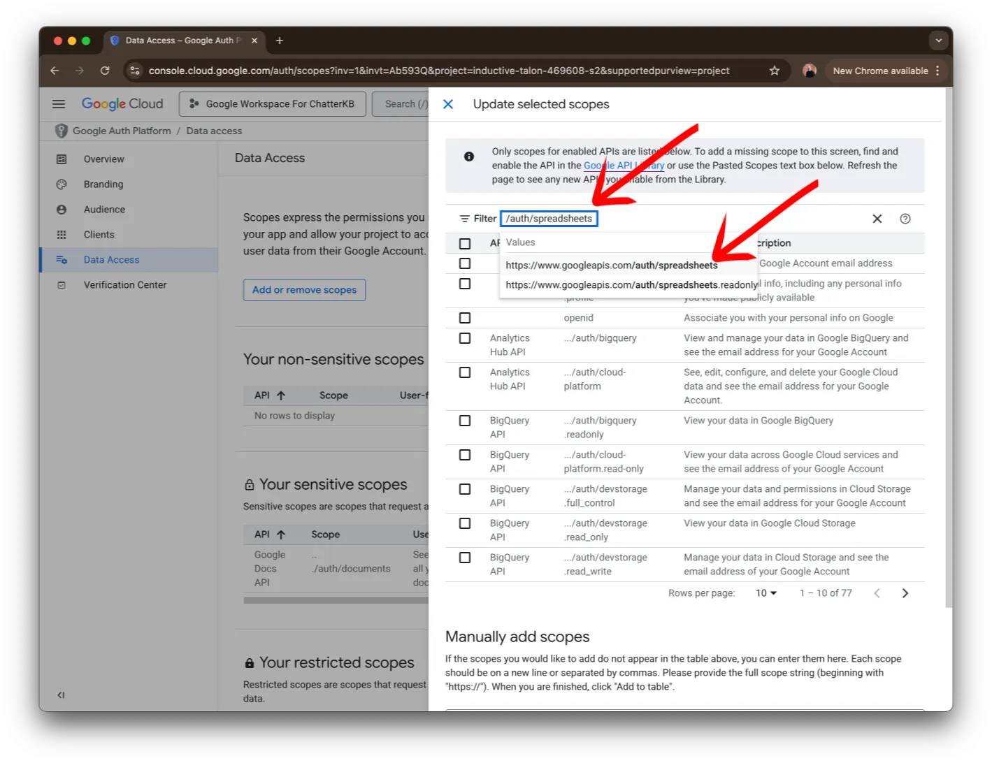 Search for Google Sheets