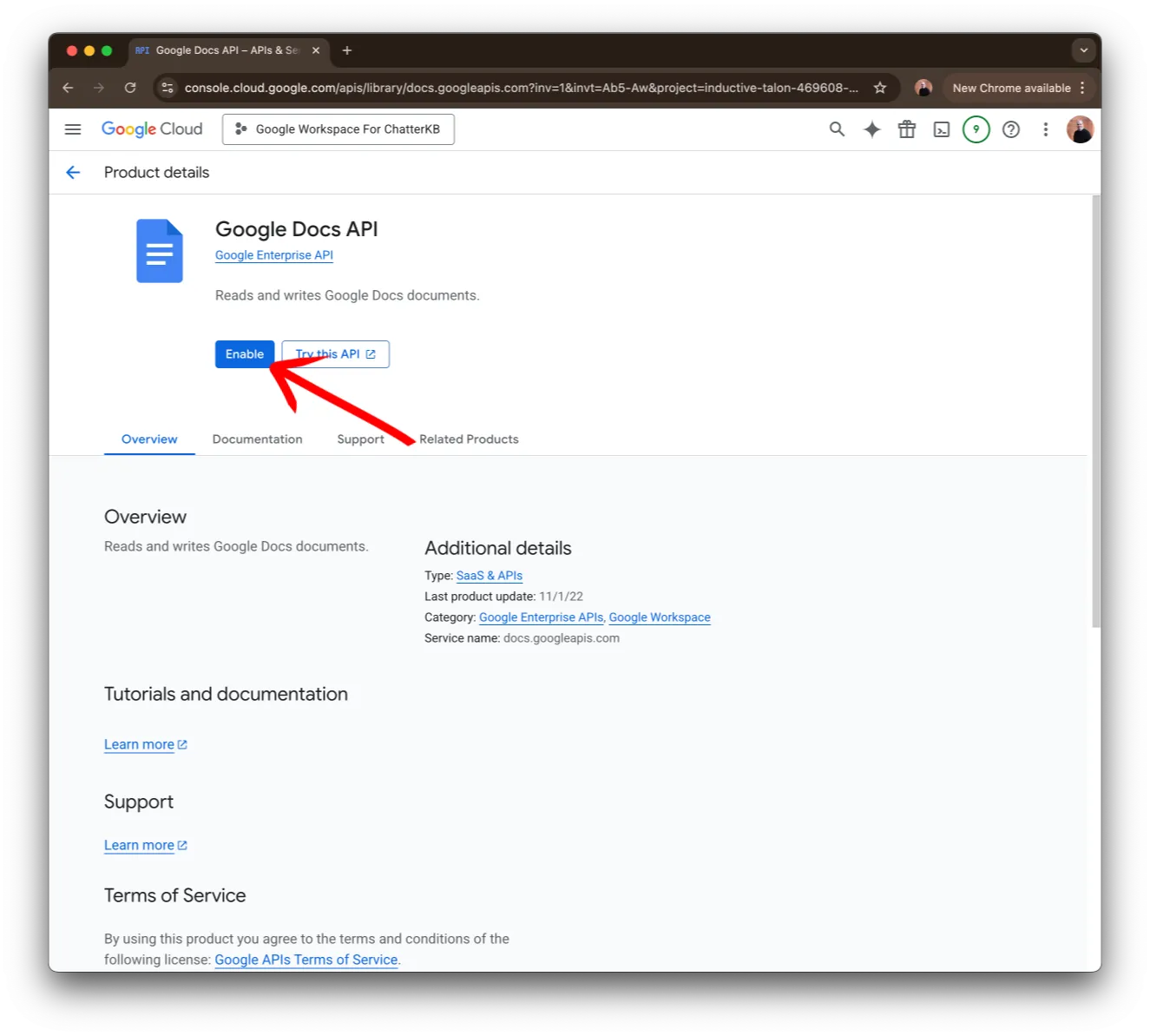 Enable the API
