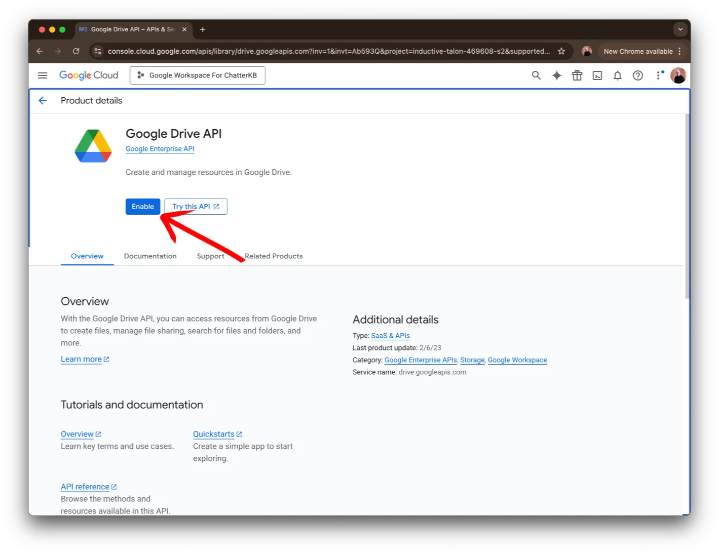 Enable the API