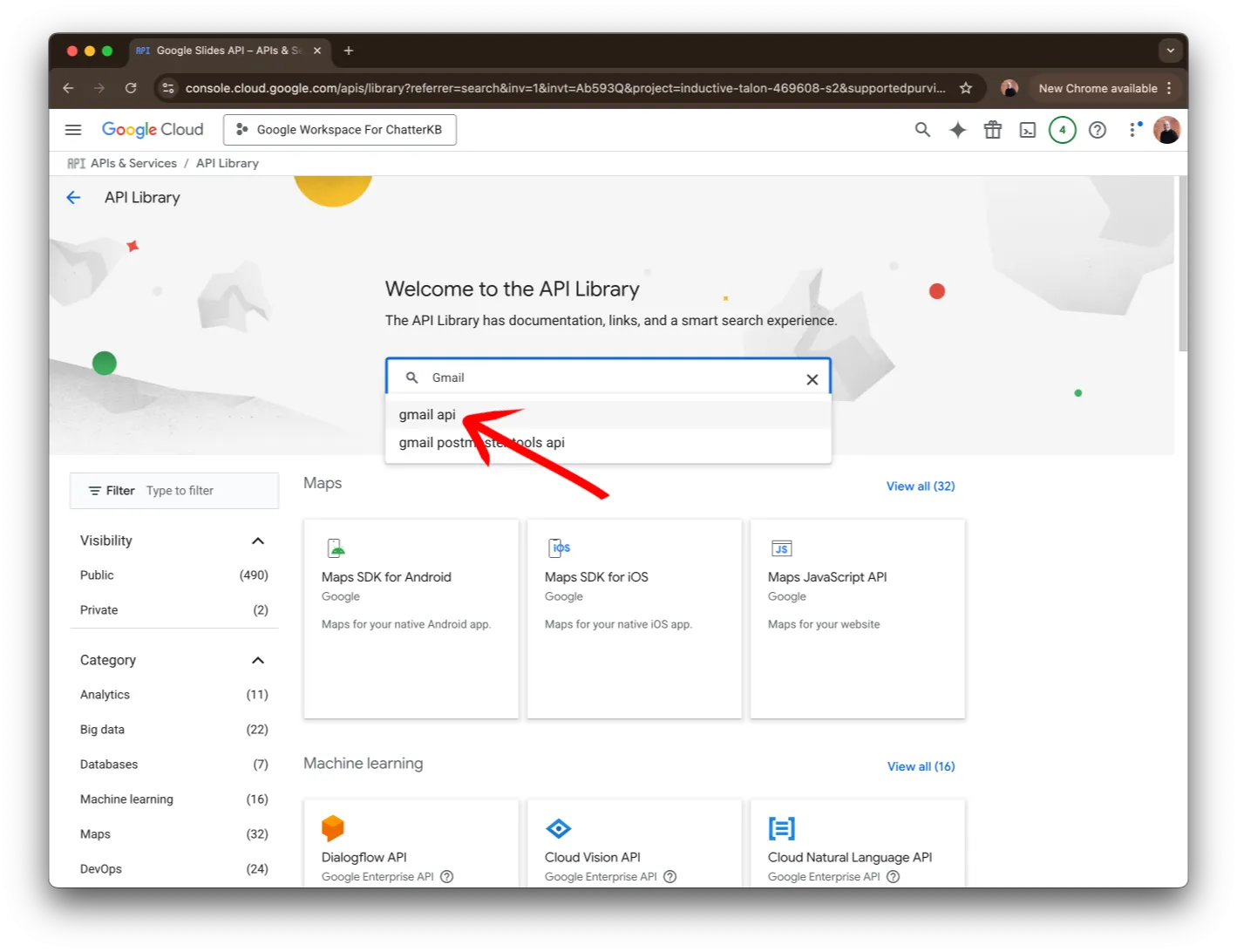 Search for GMail