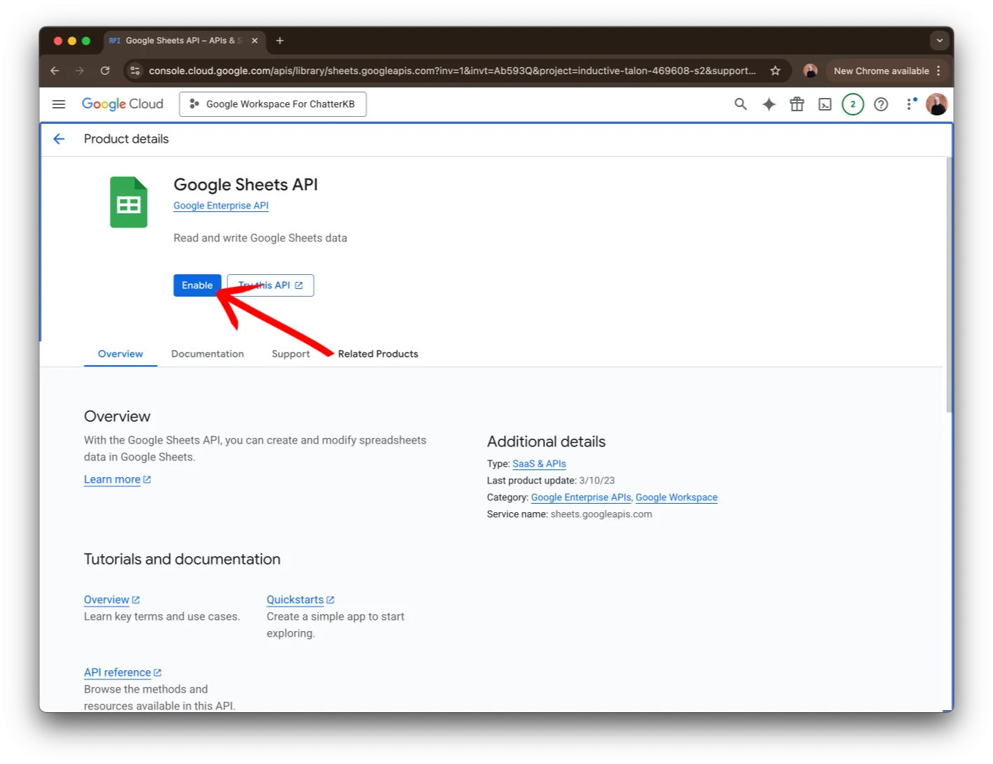 Enable the API