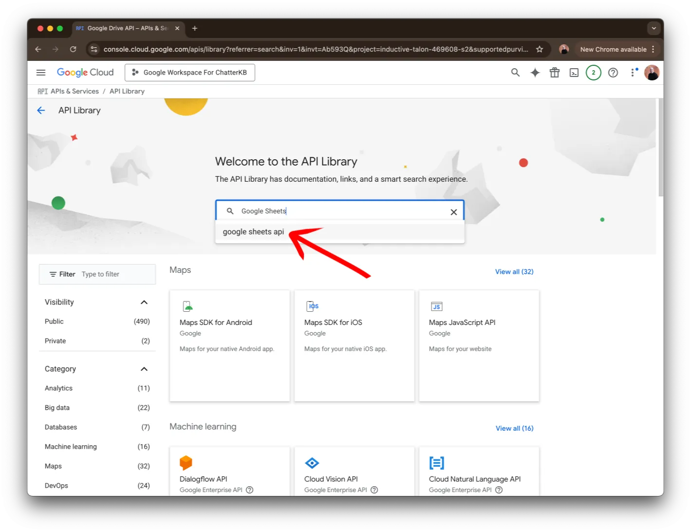 Search for Google Sheets