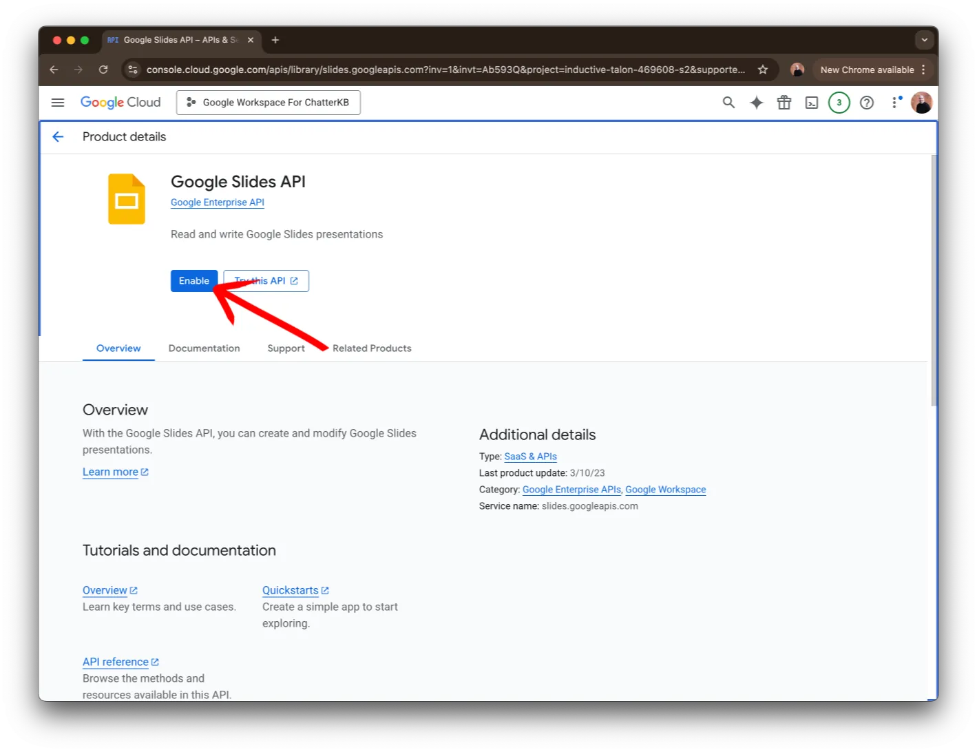 Enable the API