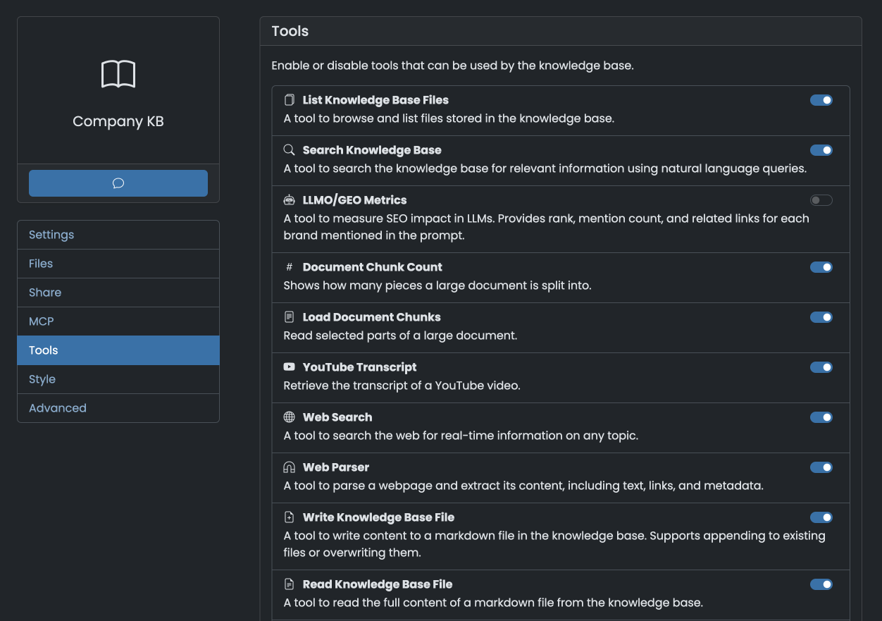 KB-Level Tool Management