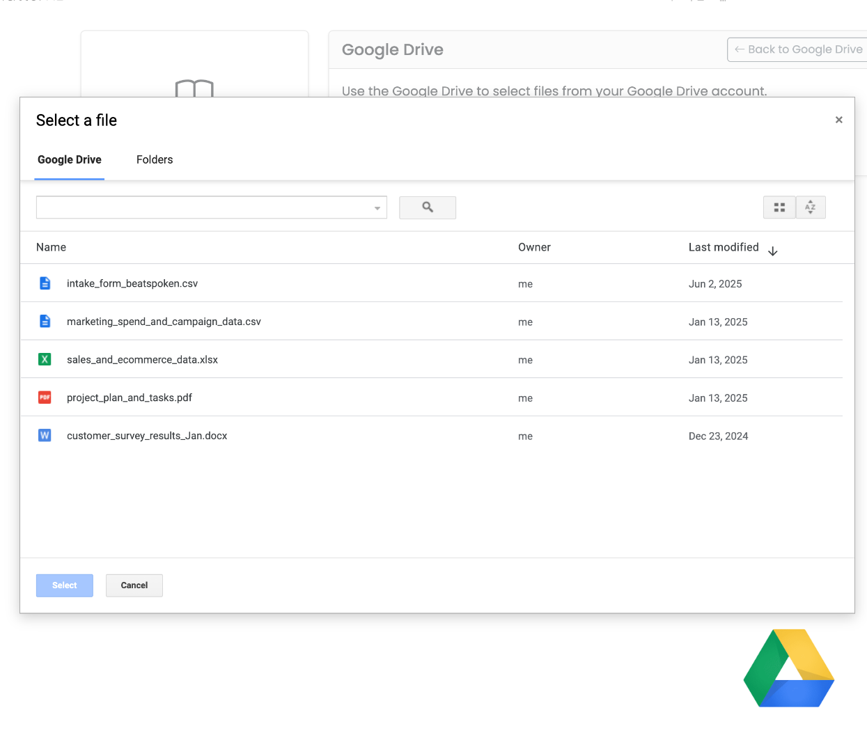 Import from Google Drive